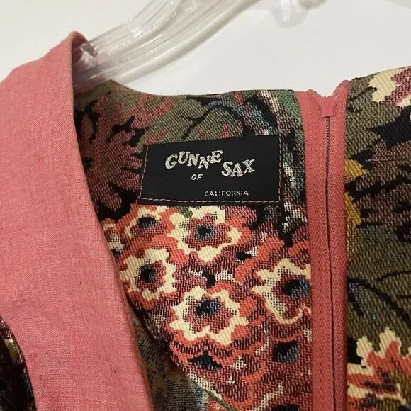 Gunne Sax Rare Vintage 1969 black label renaissance Tapestry Floral red dress - Picture 6 of 10